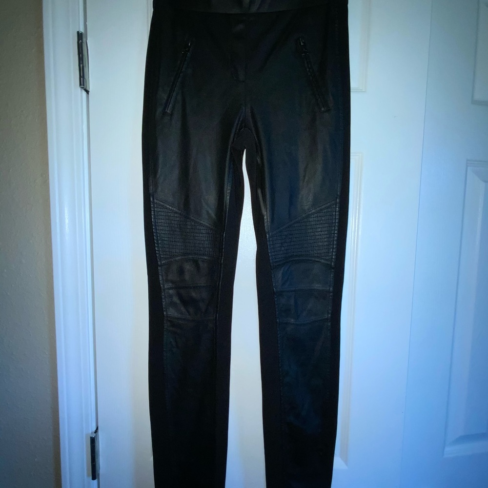 BCBG faux leather moto leggings size XS